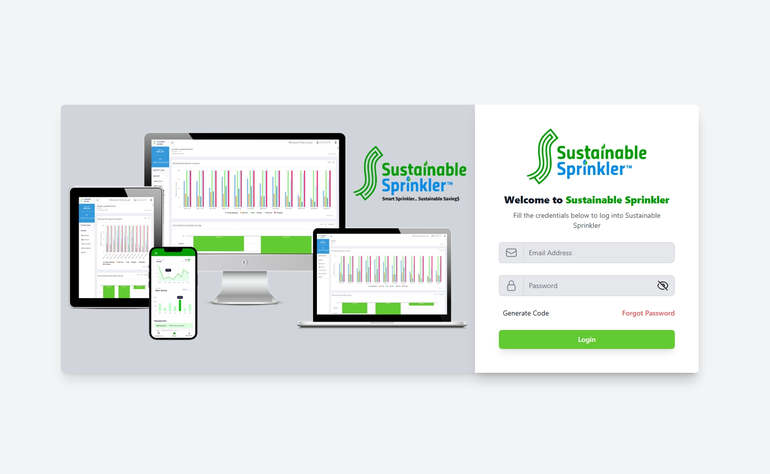 Sustainable Sprinkler Management Portal